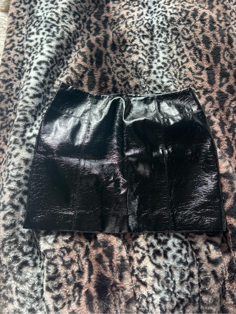 Mango Black Patent Mini Skirt